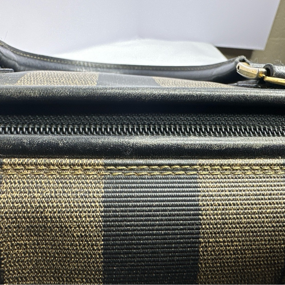 Fendi Black and Brown Striped Boston Handbag - Picture 5 of 10